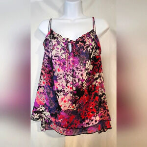 Express Women's Camisole Top Size Medium Floral Strappy Chiffon Y2K Whimsygoth